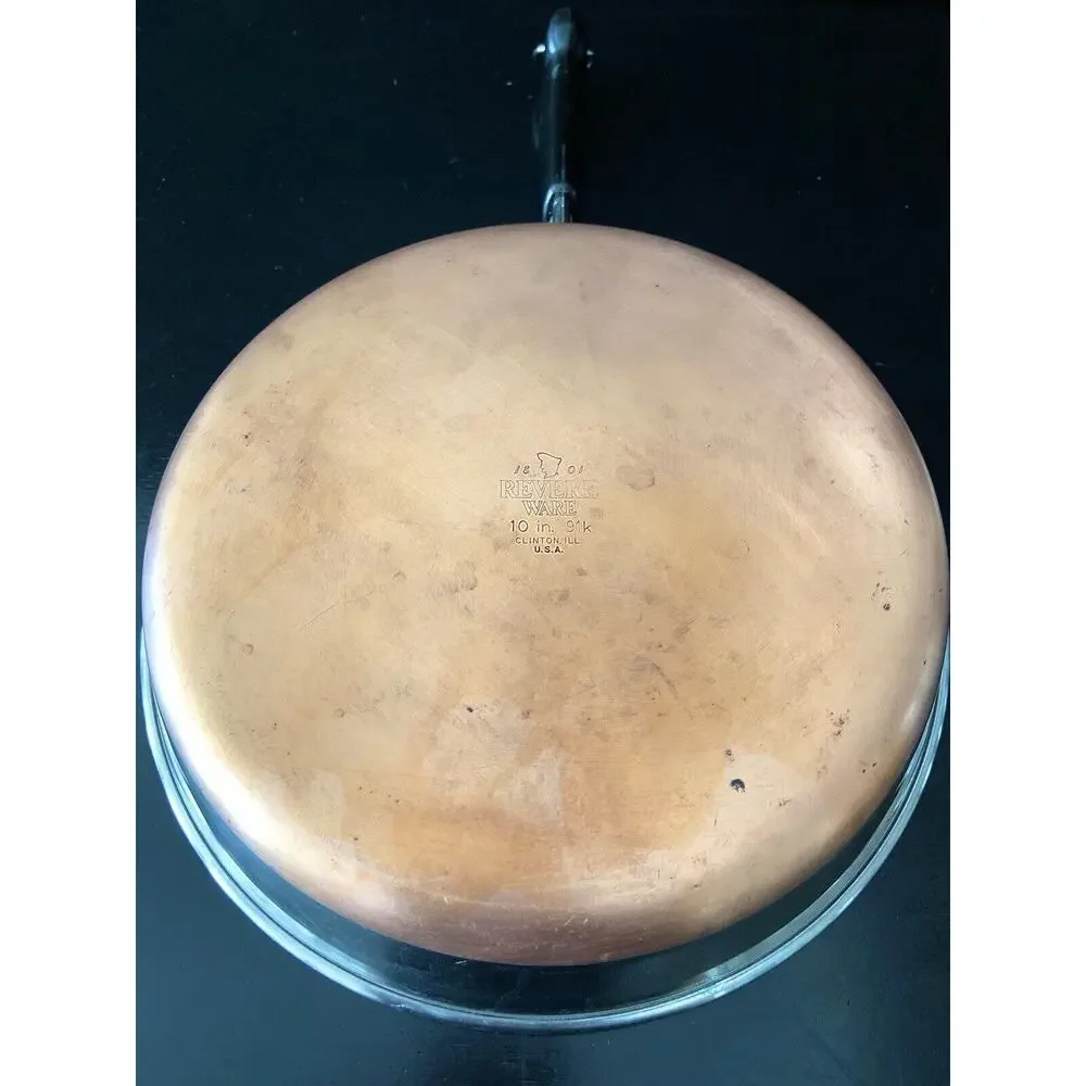 Vintage REVEREWARE 10” Copper Clad Fry Pan w/Lid